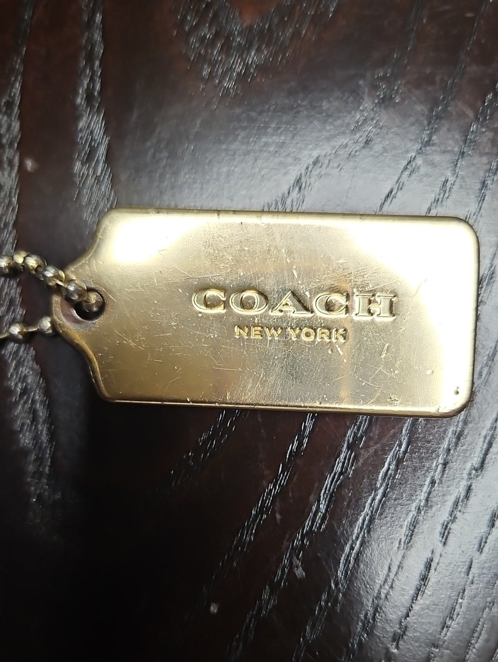 COACH Gold Metal Bag/Purse Tag with Chain - Picture 3 of 7